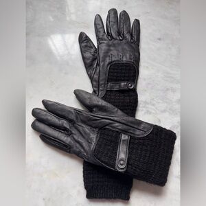 G-Star Black Driving Leather and Knit Gloves